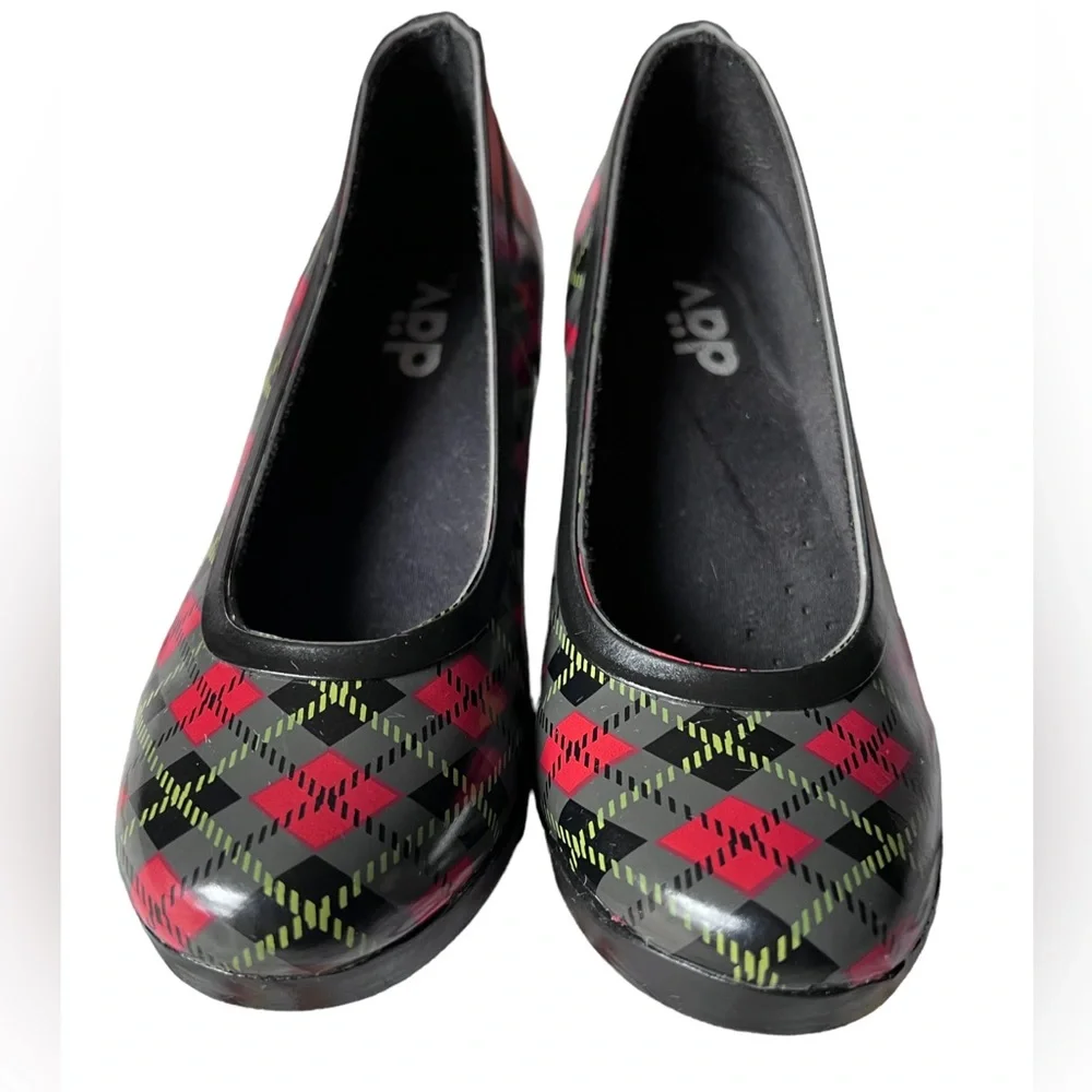 dav black green scot plaid pumps heels size 6 - Picture 7 of 10